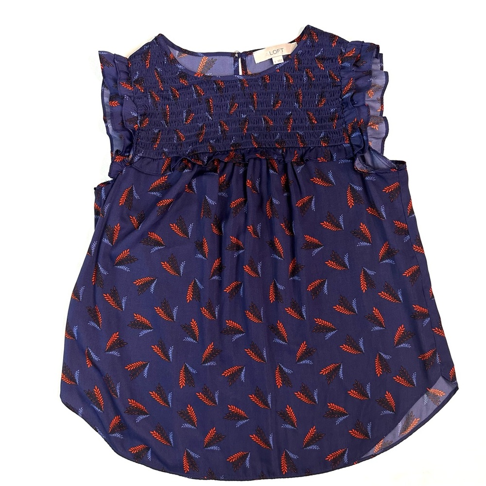 LOFT Women’s Purple and Orange Print Top Size S
